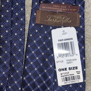 Vintage Tasso Elba Blue Geometric Silk Tie